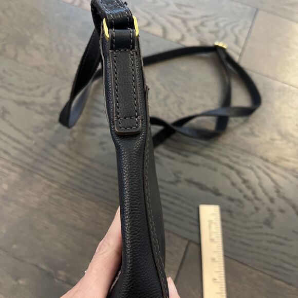 Fossil Black Leather Crossbody Purse gold tone hardware No Key - Picture 13 of 13